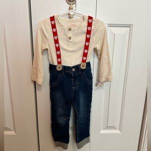 New with tags boys suspender outfit.